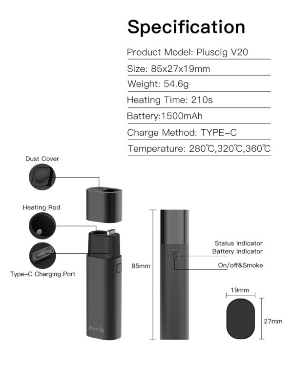 Pluscig V20 Heat not burn device kit 2